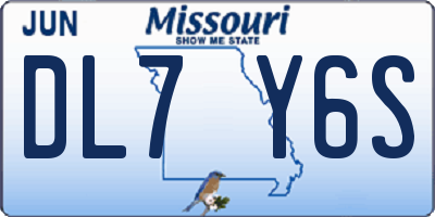 MO license plate DL7Y6S