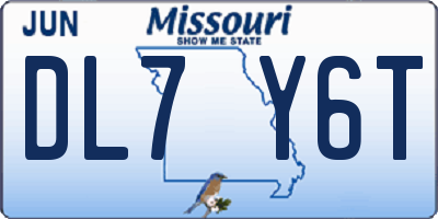 MO license plate DL7Y6T