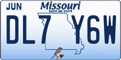 MO license plate DL7Y6W