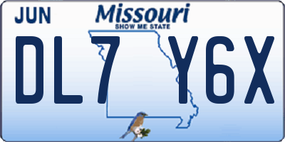 MO license plate DL7Y6X