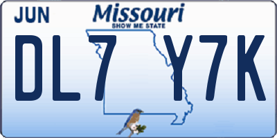 MO license plate DL7Y7K