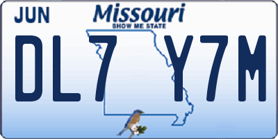 MO license plate DL7Y7M