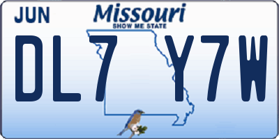 MO license plate DL7Y7W