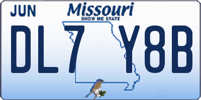 MO license plate DL7Y8B