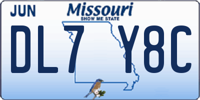 MO license plate DL7Y8C