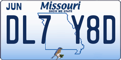 MO license plate DL7Y8D