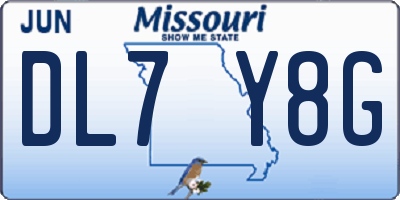 MO license plate DL7Y8G