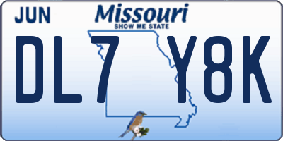 MO license plate DL7Y8K