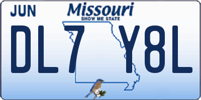 MO license plate DL7Y8L