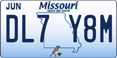 MO license plate DL7Y8M