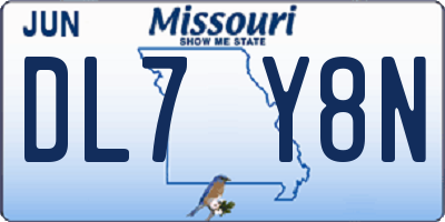MO license plate DL7Y8N