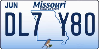 MO license plate DL7Y8O