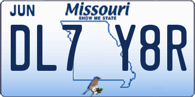 MO license plate DL7Y8R