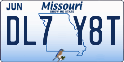 MO license plate DL7Y8T