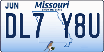 MO license plate DL7Y8U