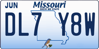 MO license plate DL7Y8W