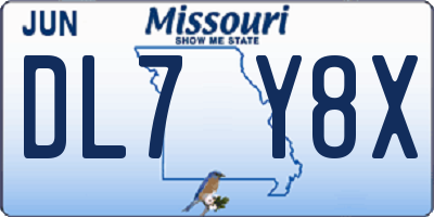 MO license plate DL7Y8X