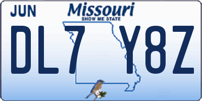 MO license plate DL7Y8Z