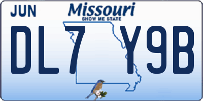 MO license plate DL7Y9B