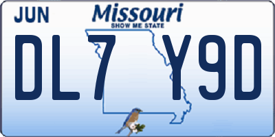 MO license plate DL7Y9D