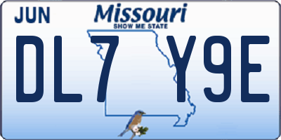 MO license plate DL7Y9E