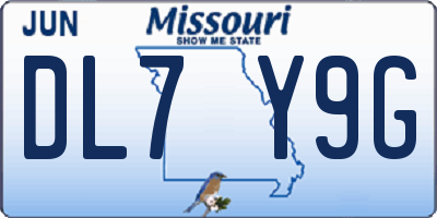 MO license plate DL7Y9G