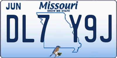 MO license plate DL7Y9J