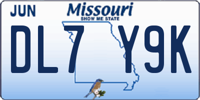 MO license plate DL7Y9K
