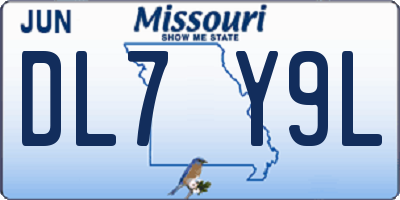 MO license plate DL7Y9L