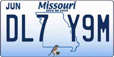 MO license plate DL7Y9M