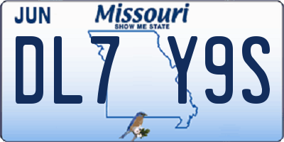 MO license plate DL7Y9S