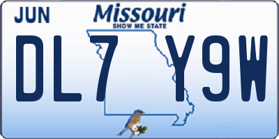 MO license plate DL7Y9W