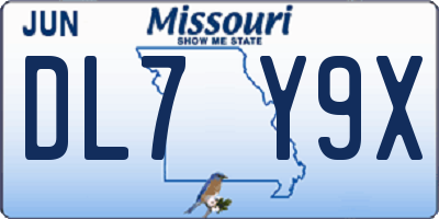 MO license plate DL7Y9X