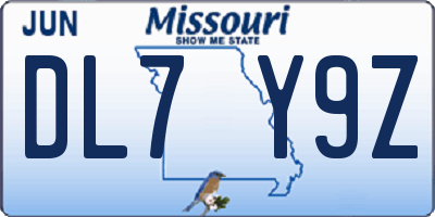 MO license plate DL7Y9Z