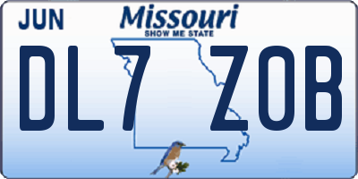 MO license plate DL7Z0B