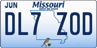 MO license plate DL7Z0D
