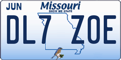 MO license plate DL7Z0E