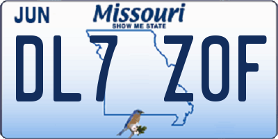 MO license plate DL7Z0F