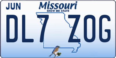 MO license plate DL7Z0G