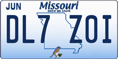 MO license plate DL7Z0I