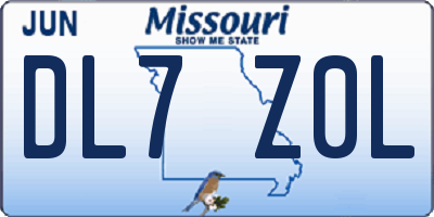 MO license plate DL7Z0L