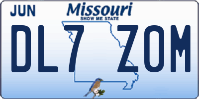 MO license plate DL7Z0M