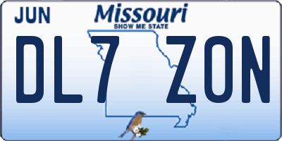 MO license plate DL7Z0N