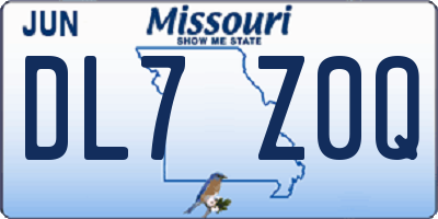 MO license plate DL7Z0Q
