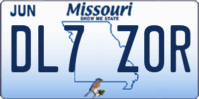 MO license plate DL7Z0R