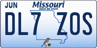 MO license plate DL7Z0S