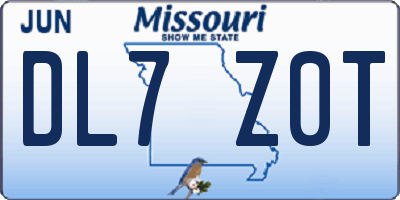 MO license plate DL7Z0T