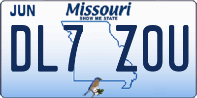 MO license plate DL7Z0U