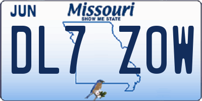 MO license plate DL7Z0W