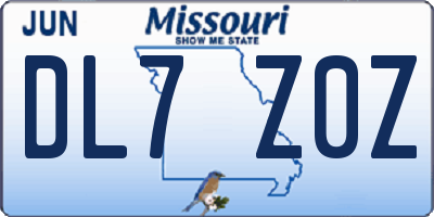 MO license plate DL7Z0Z